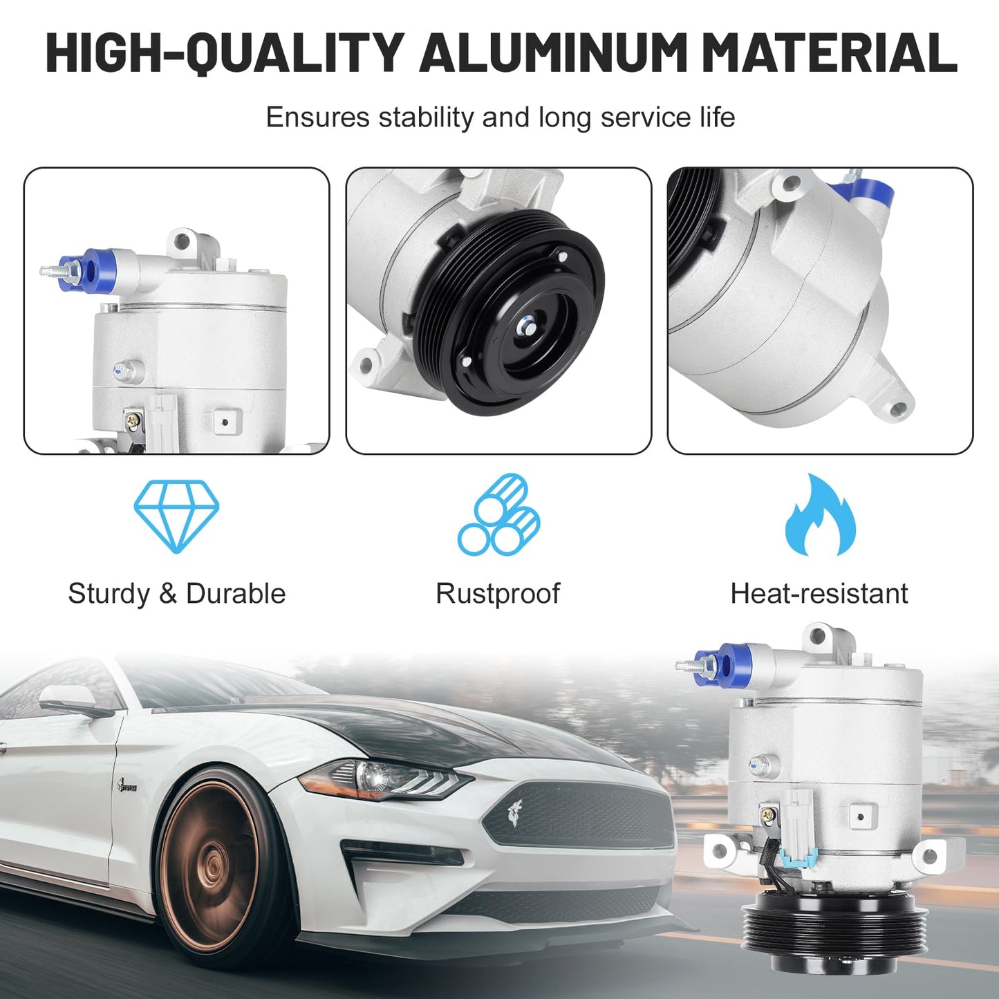New AC Air Condition Compressor w/Clutch for Chevrolet Camaro (for LS LT Models Only) 3.6L 2010 2011 2012 2013 2014 2015, 1522219 1222219 92229740