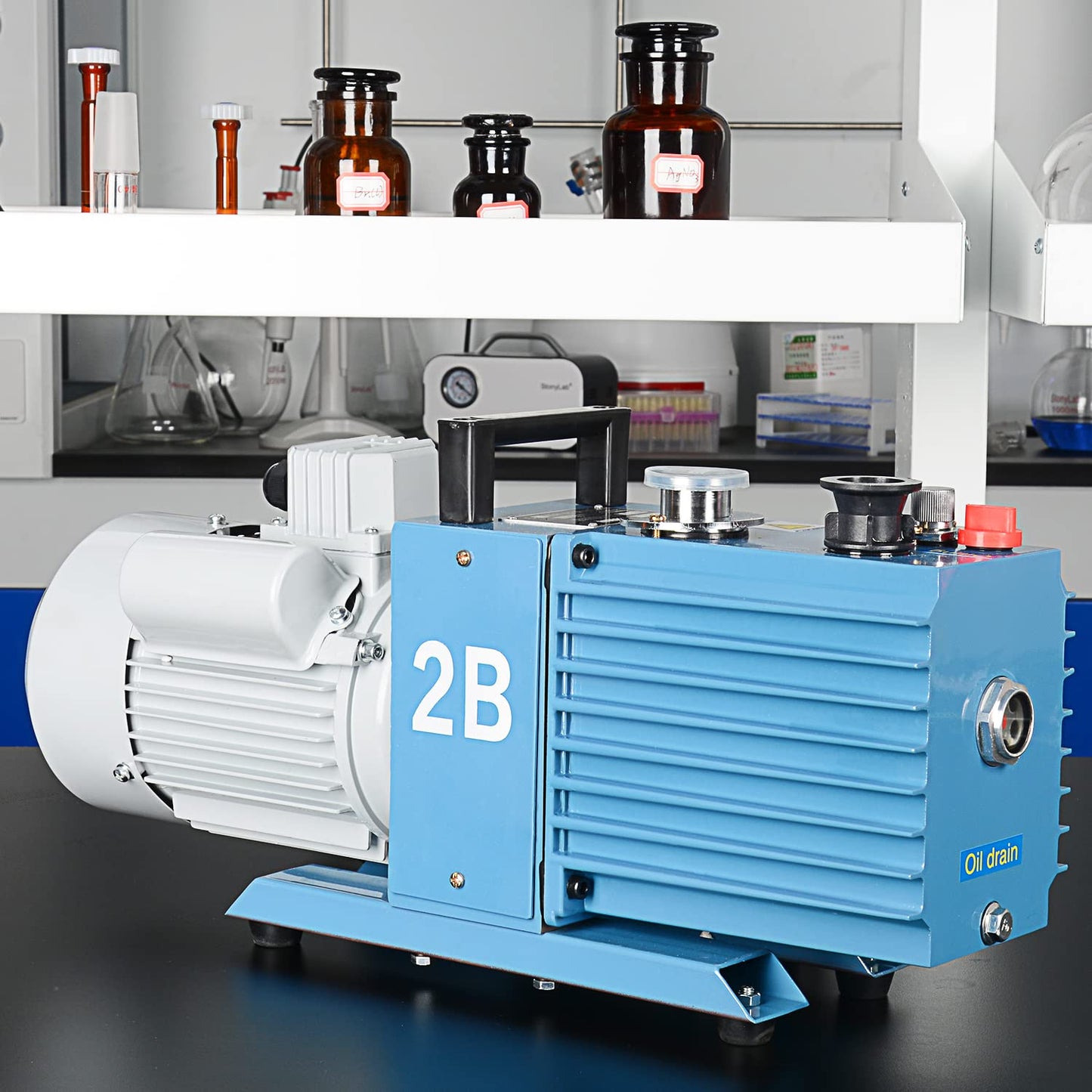 stonylab Two Stage Rotary Vane Vacuum Pump, 2L/s Flow Rate (4.24 CFM), 0.8L Oil Capacity, for Lab/Industrial Use, 110V