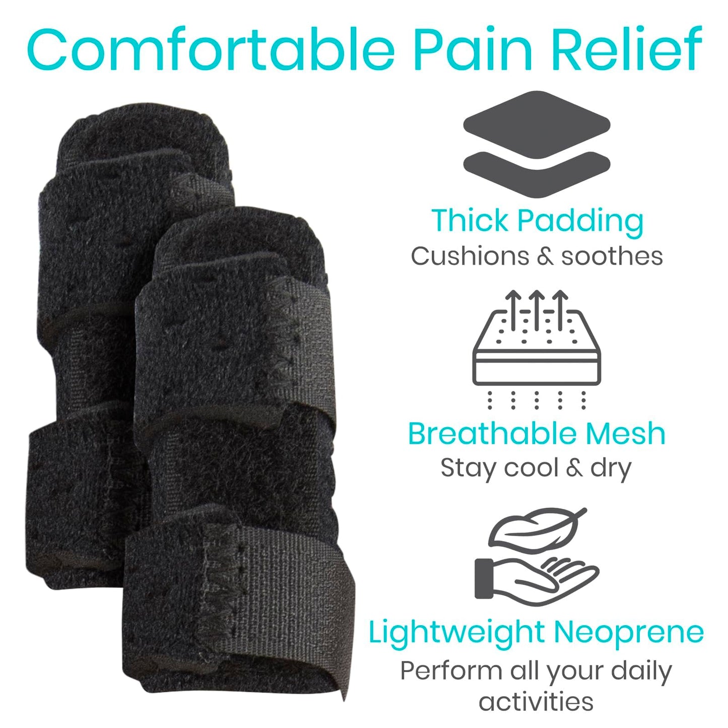 Vive Finger Splint (2 Pack) - Universal Finger Straightener - Broken and Trigger Finger Splints - Brace for Arthritis Pain and Support - Sprain Relief for Middle, Index, Ring, Pinky Fingers (Black)