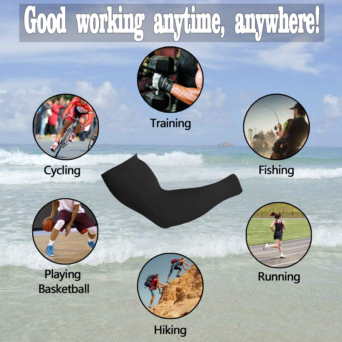 Feeke Arm Sleeves for Men and Women, Sleeve to Cover Arms for Men and Women, UV Protection Cooling 4-Pairs Anti-Slip Compression Sun Sleeves for Cycling Running Outdoor Sports