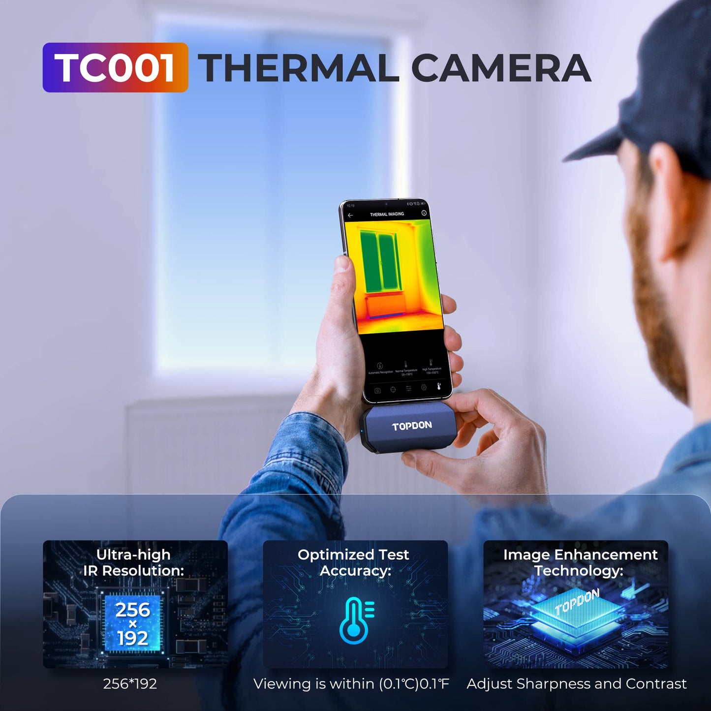 TOPDON TC001 Thermal Camera for Android, Super IR 512x384 High Resolution, Thermal Imaging Camera, Thermal Imager - Optimized Temperature Accuracy, Works for Smartphones and Tablets & PC(not for iOS)