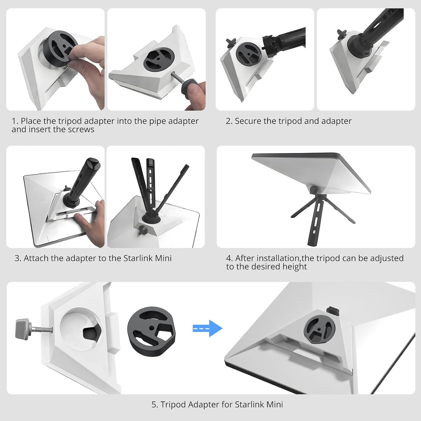 CAMWAY 1/4"-20 3/8"-16 Star-Link Mini Tripod Adapter - Aluminum Alloy Tripod Adapter and Threads, Star-Link Mini