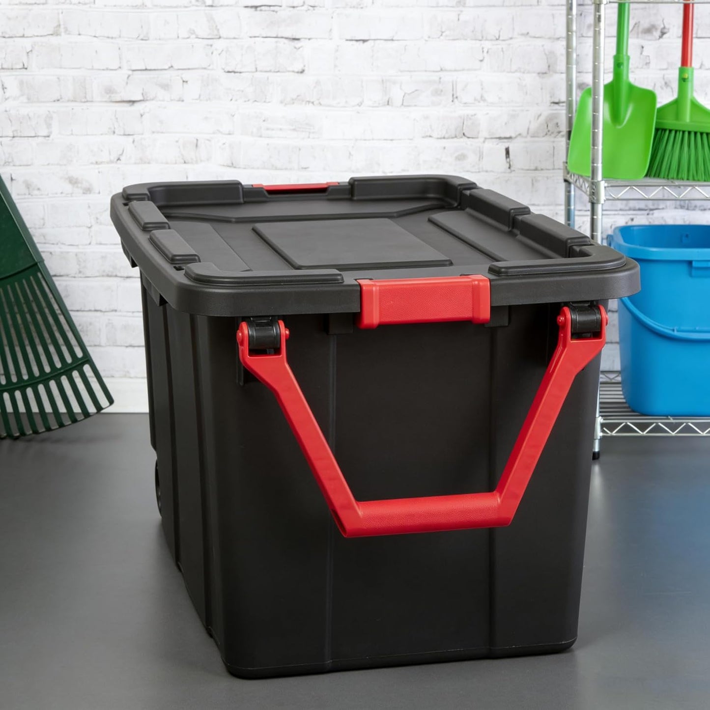 Regine Switzerland Extra Large 40-Gallon Plastic Storage Bin - Durable with Wheels & Handle, Black, Pack of 2