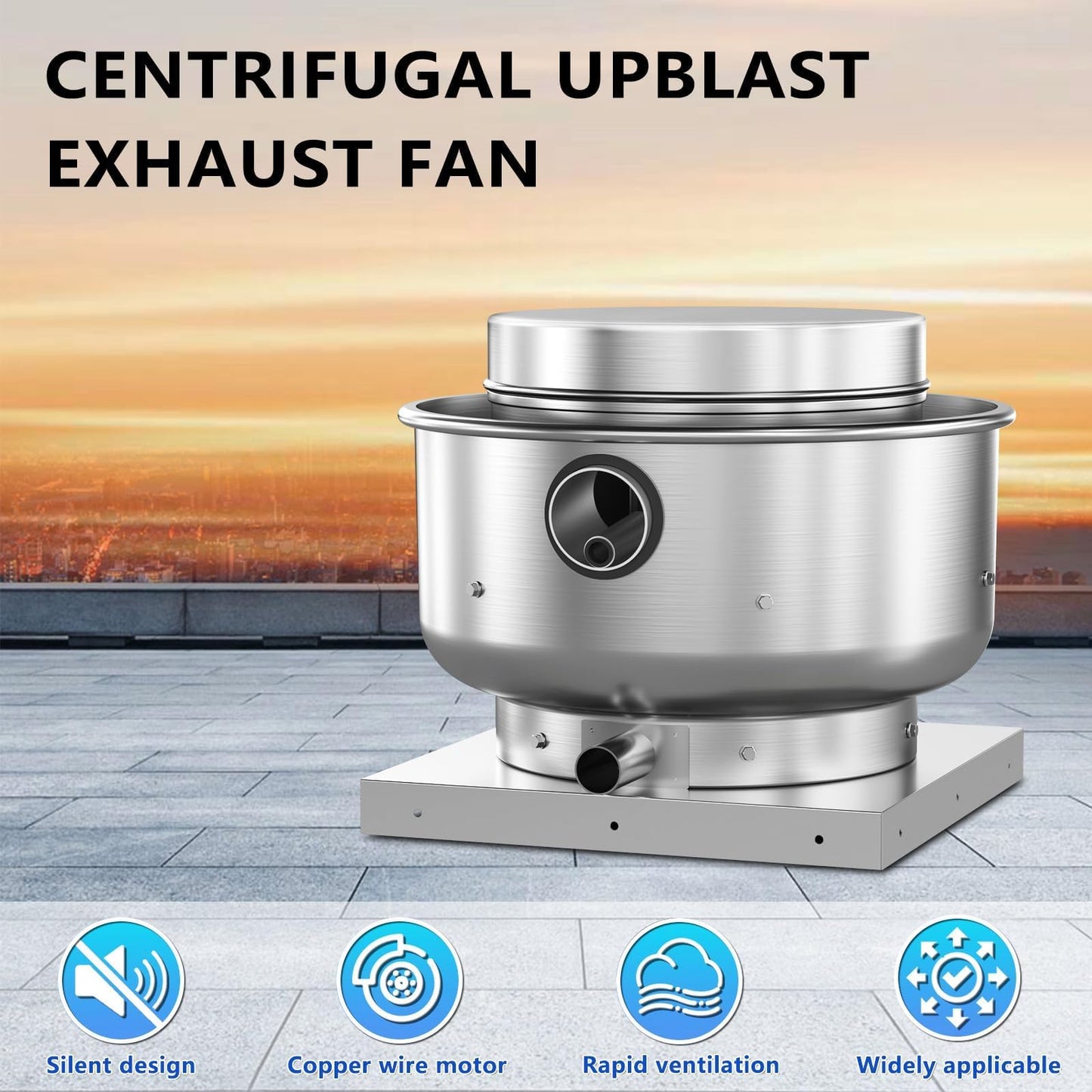 TBCDHCMC Roof Ventilator Restaurant Rated Exhaust Fan Direct Drive Centrifugal Upblast Exhaust Fan 1/6HP 800 CFM 110 Volt Single Phase Motor