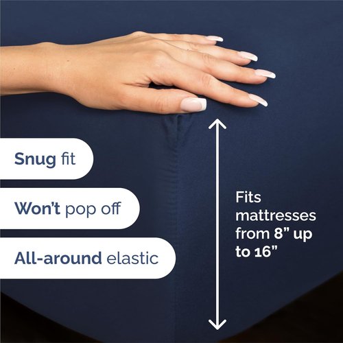 King Size 4-Piece Sheet Set | Skiennix Comfy, Breathable & Cooling Bed Sheets - Ultra-Soft, Deep Pockets, Navy Blue