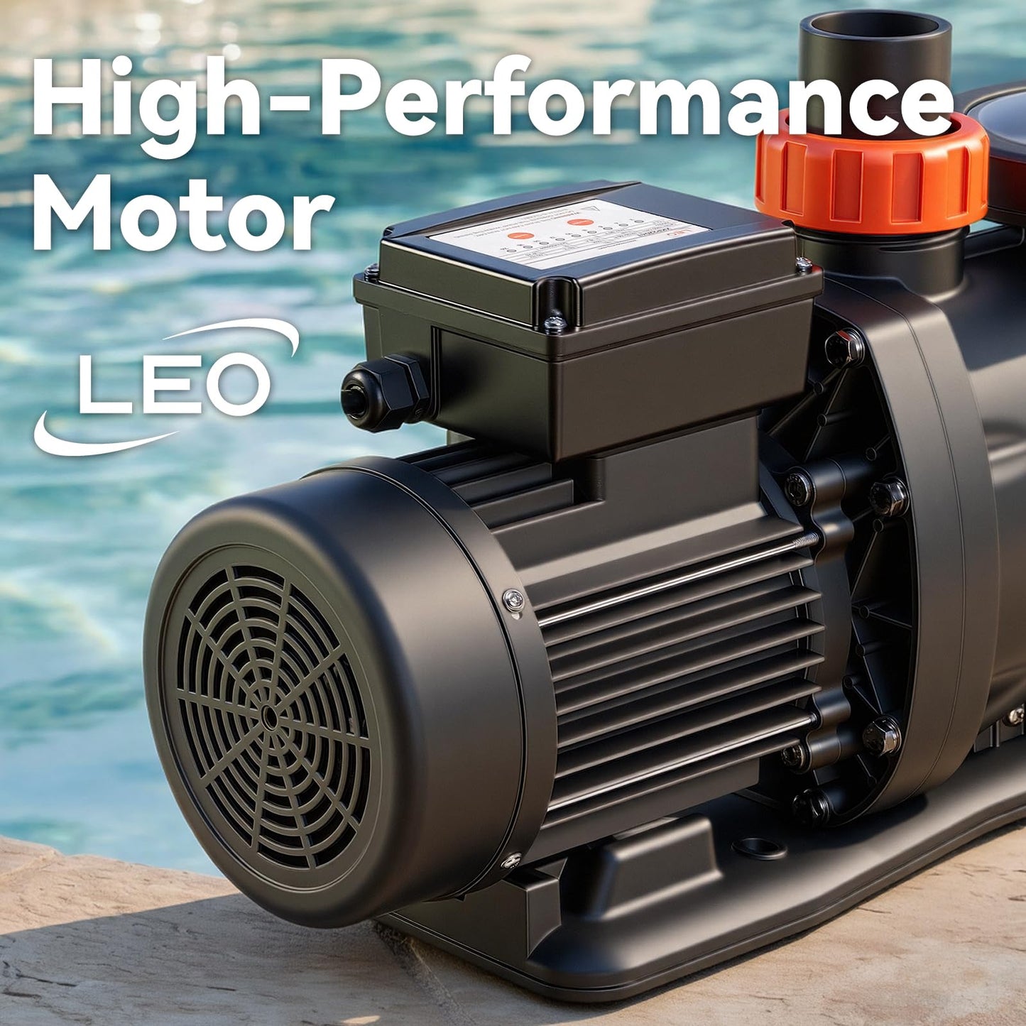 LEO In/Above Ground Pool Pump High Flow Powerful Self Priming Pool Pump,Black