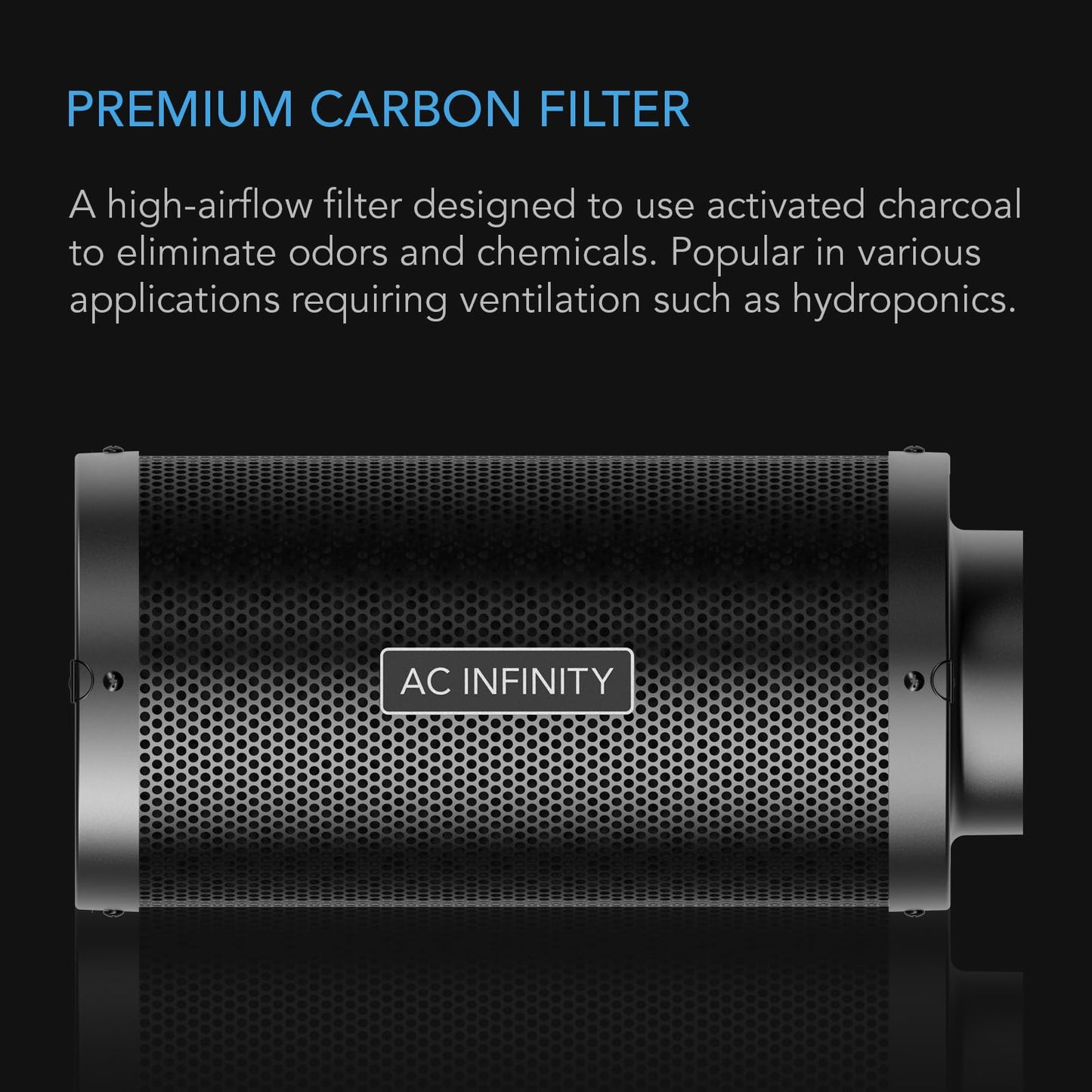 AC Infinity Air Carbon Filter 10" with Premium Australian Virgin Charcoal, for Inline Duct Fan, Odor Control, Hydroponics, Grow Rooms
