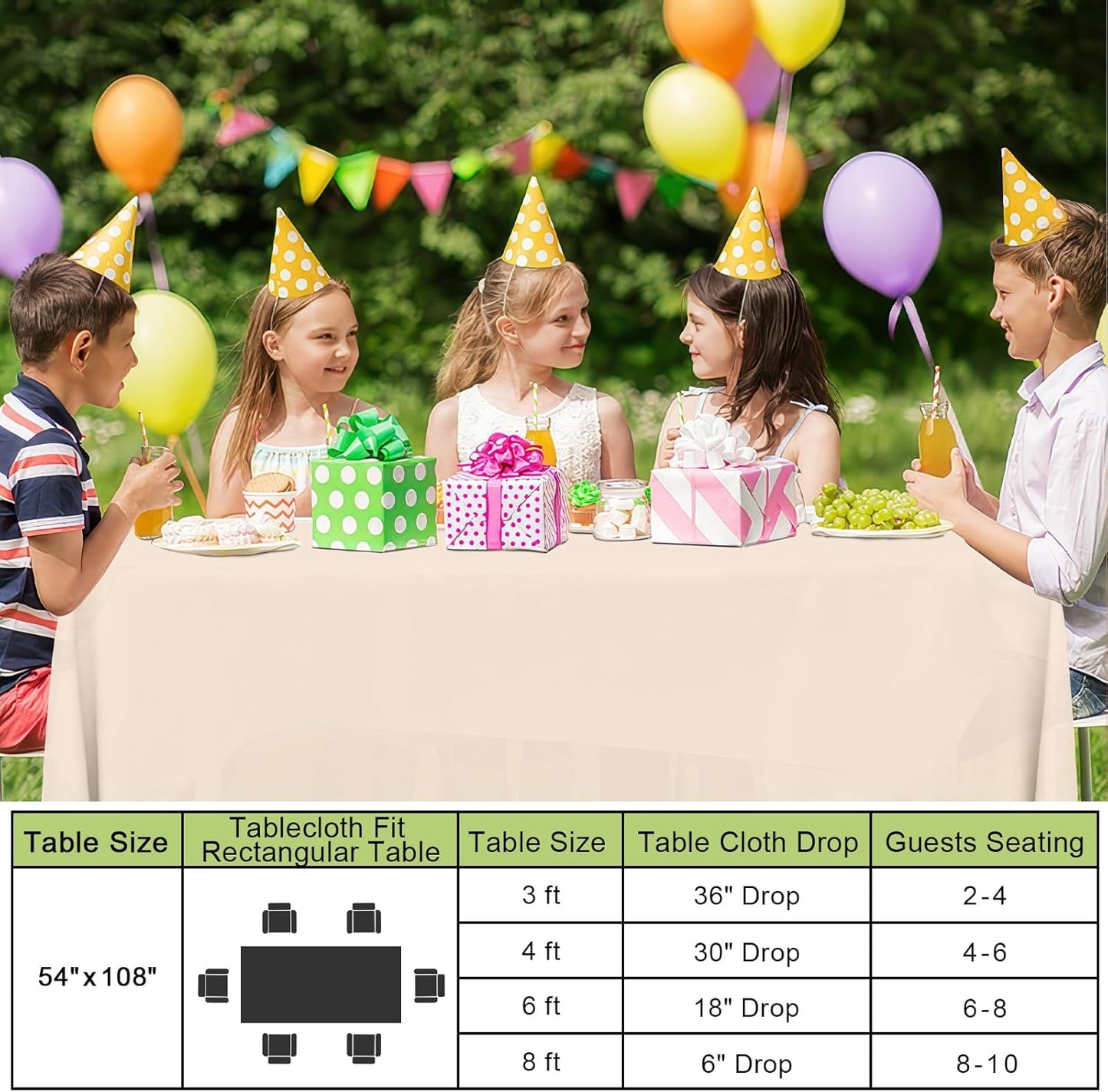 Smiry Disposable Tablecloths - Waterproof 54 x 108 Inch Ivory Rectangle Covers | 6 Pack for Parties