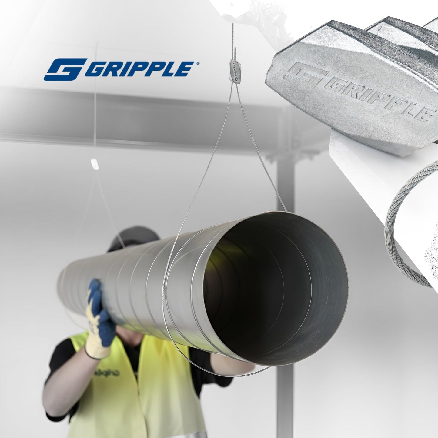 Gripple - No. 2 Standard Loop Hangers | Standard Hanger Cable | Hanger with Fastener for Fast Suspension | 100 lbs Safe Working Load | Sold in Packs of 10 | 10 Ft Wire Rope