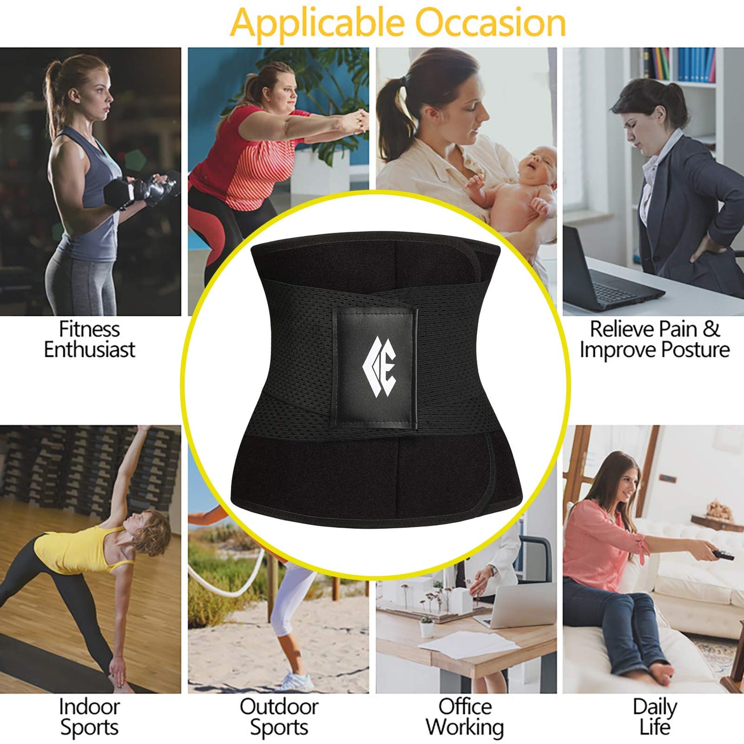 ChongErfei Waist Trainer Belt for Women & Man - Waist Trimmer Ab Belt - Tummy Control Body Shaper(Black,Medium)