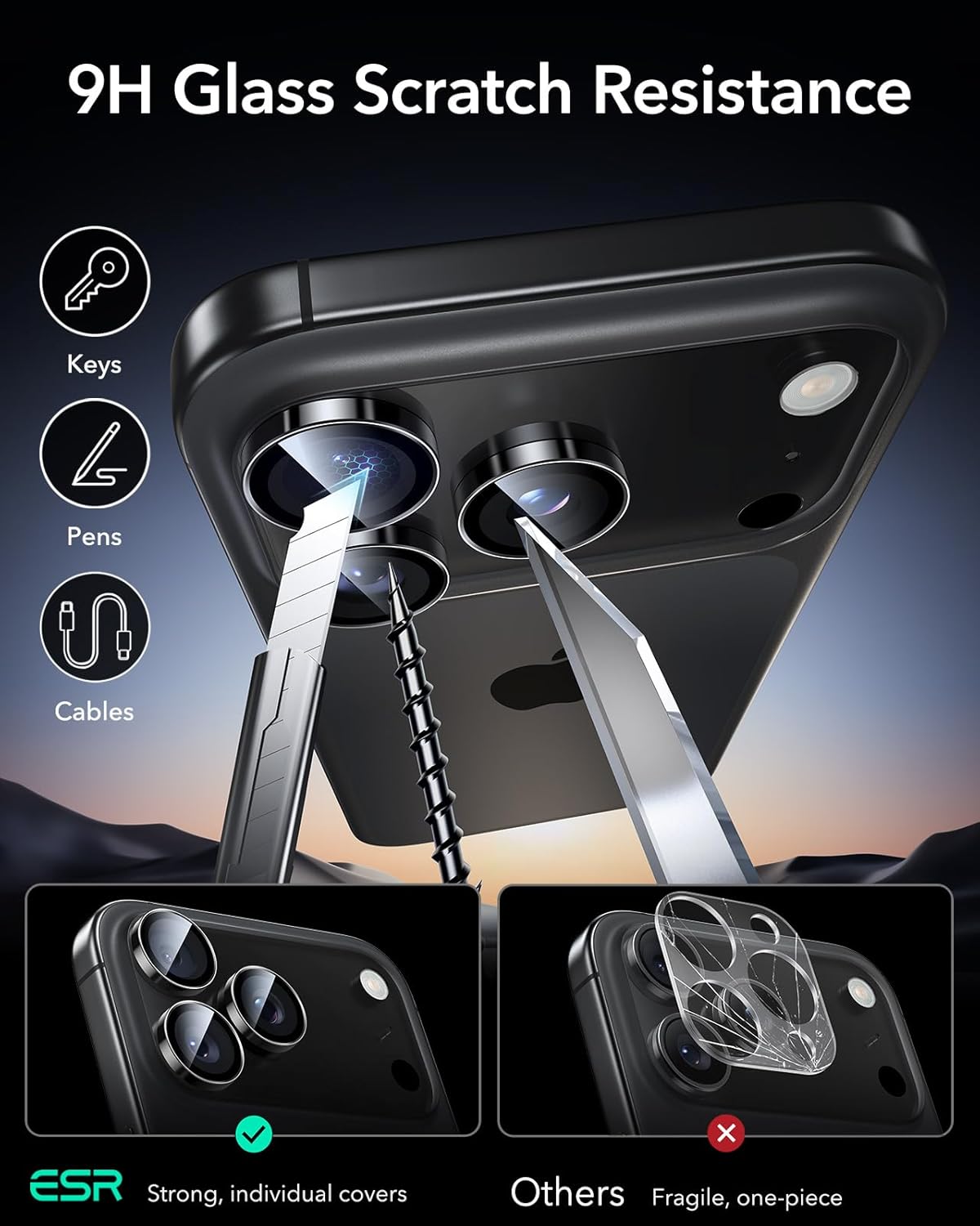 2 Pack 17 17 16 16 15 15 14 14 ESR for iPhone Pro Max/ Pro/ Pro Max/ Pro/ Pro Max/ Pro/ Pro Max/ Pro Camera Lens