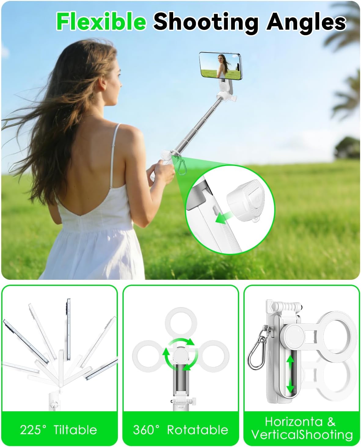 CloudValley 4-in-1 Magnetic Multifunctional Selfie Stick Tripod, Mini Portable Pocket Phone Stand with Detachable