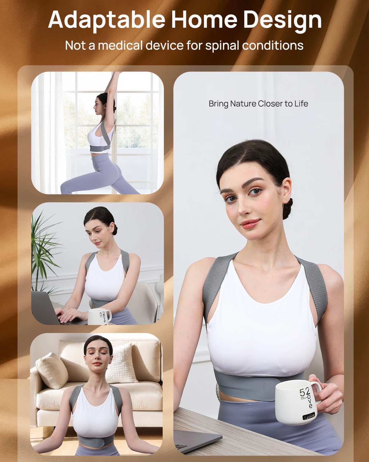 OFIR Upper Back Posture Corrector for Women, After-Work Sofa Reading Support, Twin-Pressure System Back Straightener Posture Brace For Women, 3D Diamond Breathable Cushioning,High-Elastic Straps