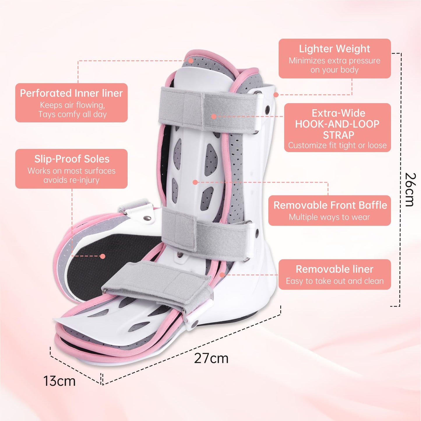 Oneweijie Medical Boots, Ankle Sprain Correction Boots, Ankle Sprain Braces, Adjustable Splints, Walking Boots,Detachable Linings(Short-Right)