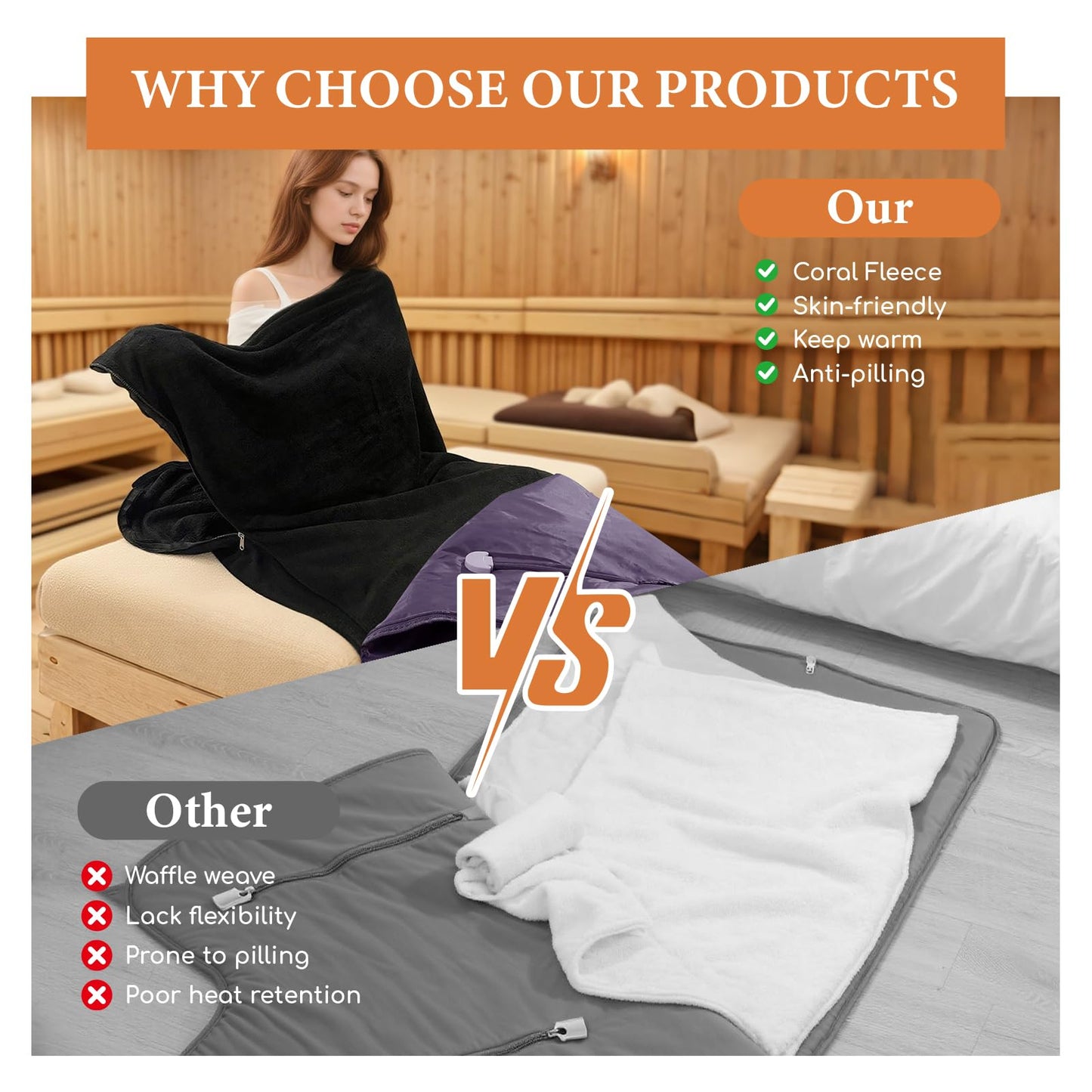 JZHLLA 70" x 30" Sauna Blanket Insert Towel, Reusable for Infrared Sauna Blankets, Quick-Dry Warm, Soft Absorbent Towel Cover for Home Spa, Gym, Pool and Portable Sauna Accessories