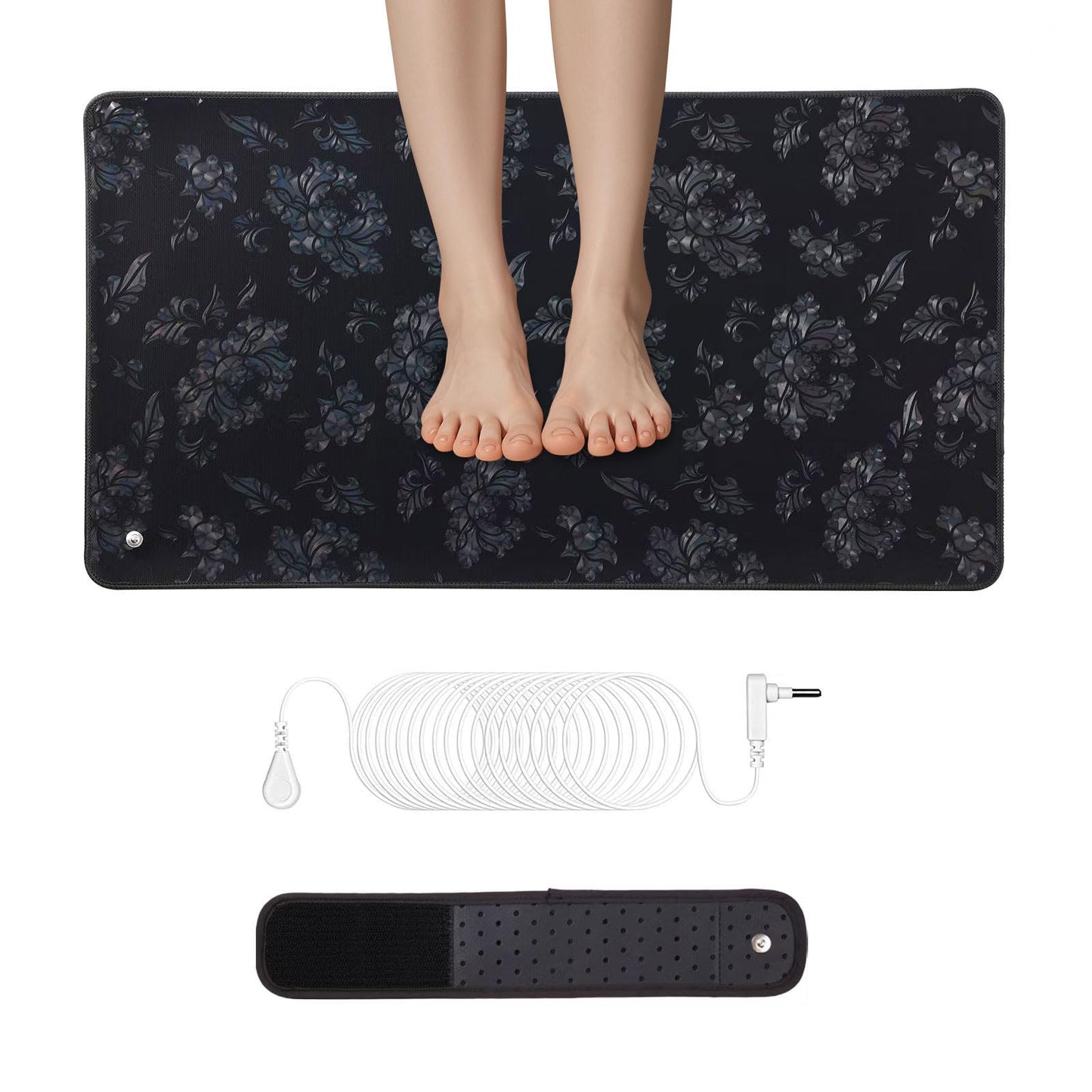 Grounding Mat for Sleep, Universal Grounding Mat for Pain Relief, Inflammation, Balance,Earth Connected Therapy. Grounding Wrist Strap and Grounding Mat Kit（23.6x13Inch）