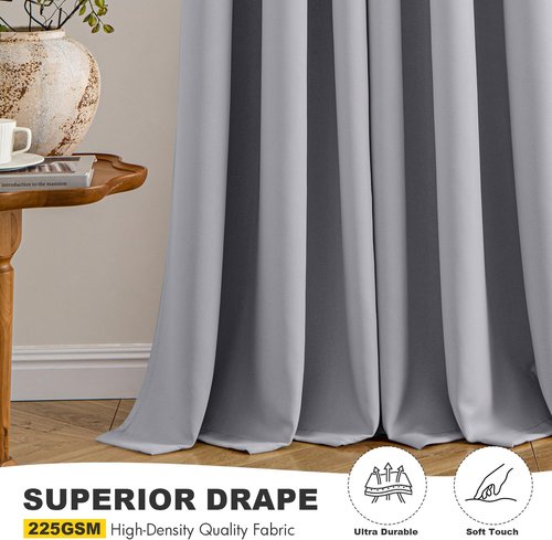 MIULEE Light Grey Blackout Curtains - Thermal Insulated Room Darkening Drapes | 54 Inch, 2 Panels