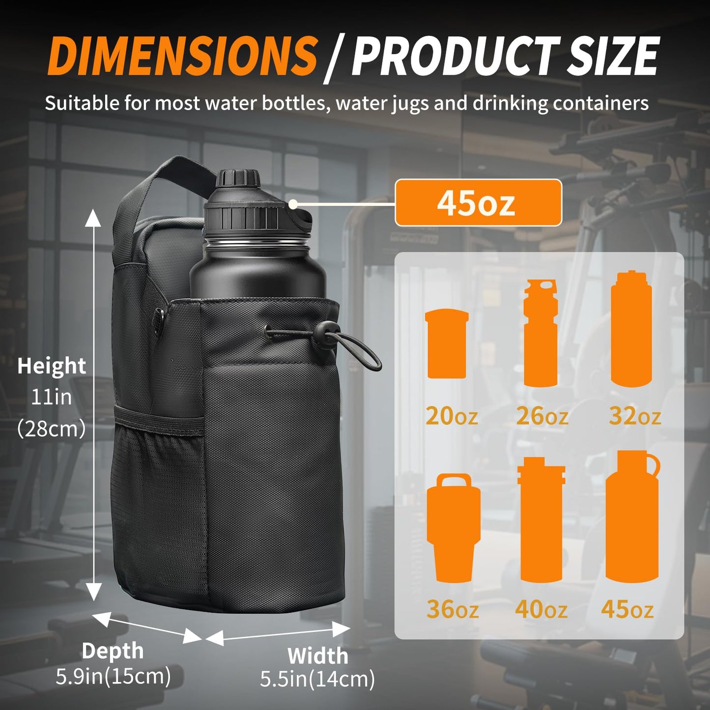 seektik Magnetic Gym Bag for Women and Men, Magnetic Water Bottle Holder with Strap and Phone Pocket (Black)