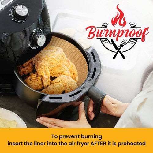 Baker's Signature Air Fryer Liners - 125 Pcs Non-Stick Parchment Paper for 2-4 Qt Air Fryers