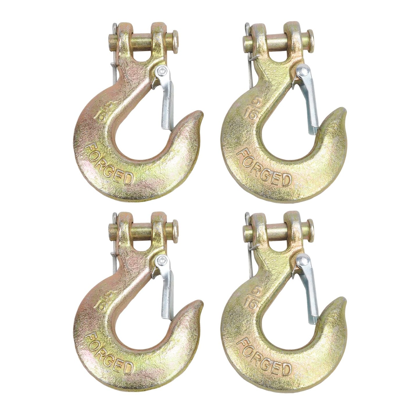 TBAPFS 4 Pack 5/16" Inch Clevis Grab Hooks G70 Steel Chain Slip Hook with Safety Latch 14000 Lbs Capacity Working with Towing and Chain