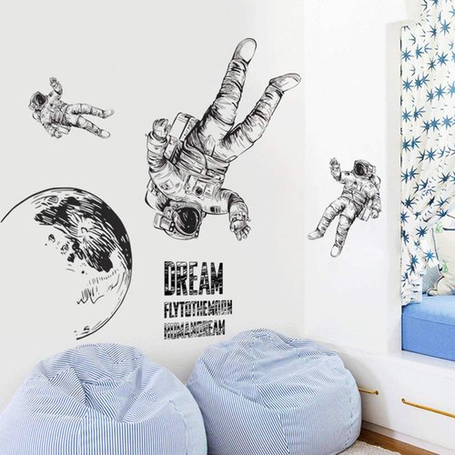 Astronaut Wall Sticker Removable Large Spaceman Wall Decal Nursery Decor Gift for Kids Boy Girl Bedroom Art Home Decoration Mural Interior Design