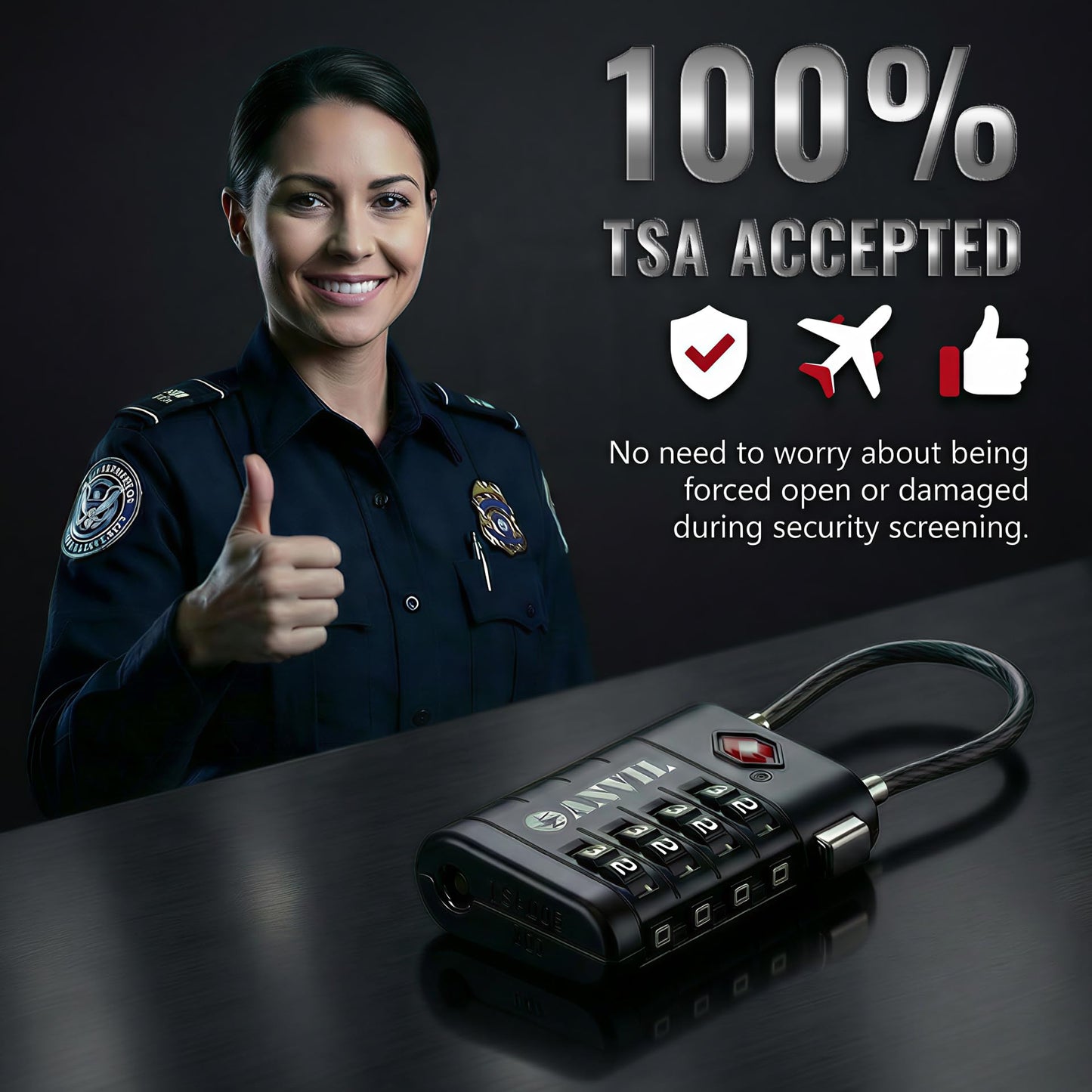 ANVIL TSA Approved Luggage Locks with Search Alert Indicator, 4-Digit Combination Suitcase Lock, Advanced TSA008 Core Heavy Duty Anti-Theft Travel Lock for Double Zippers, Backpacks (8, Black)