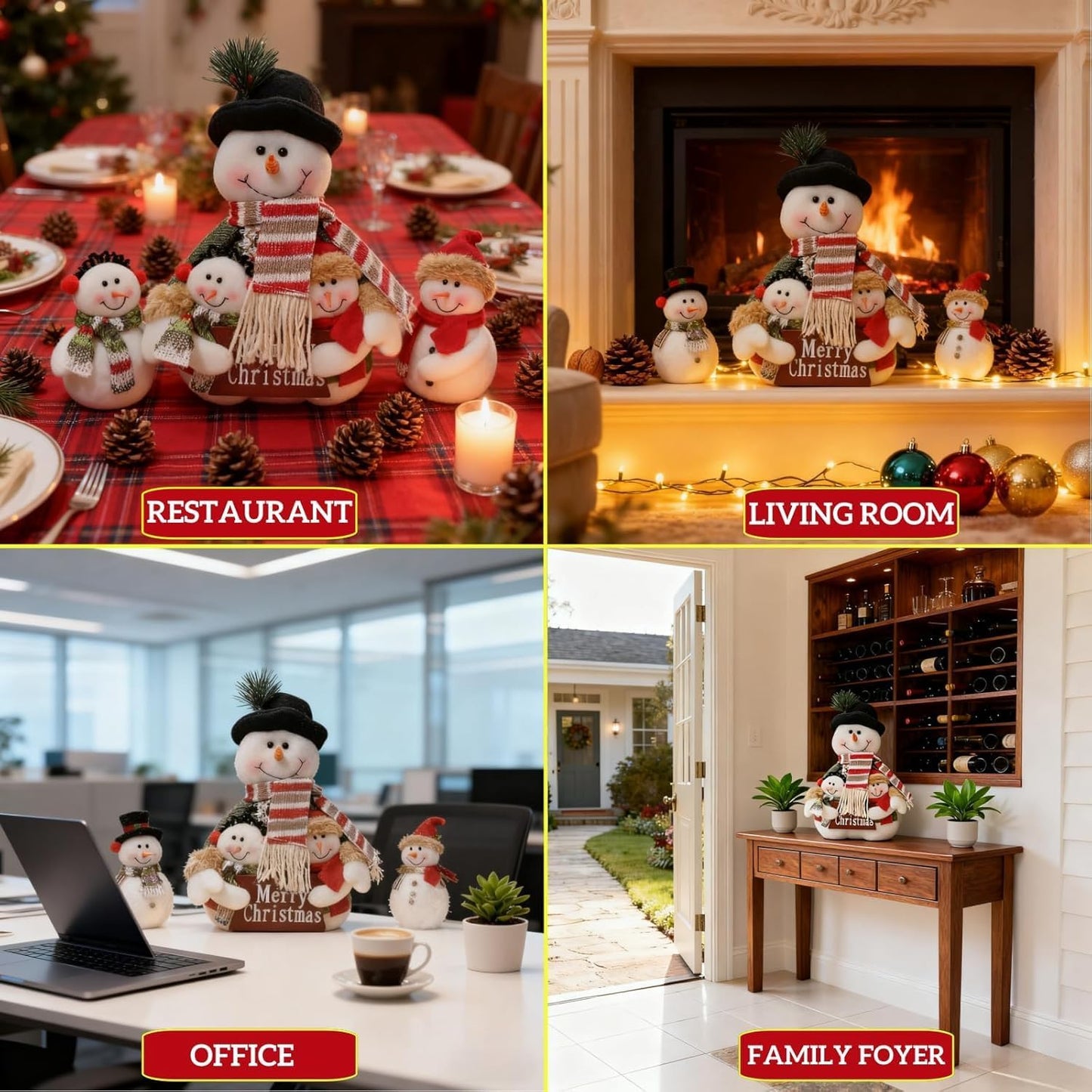 Skiennix 12-Inch Plush Snowman Decor - Adorable Indoor Christmas Decoration for Office & Home