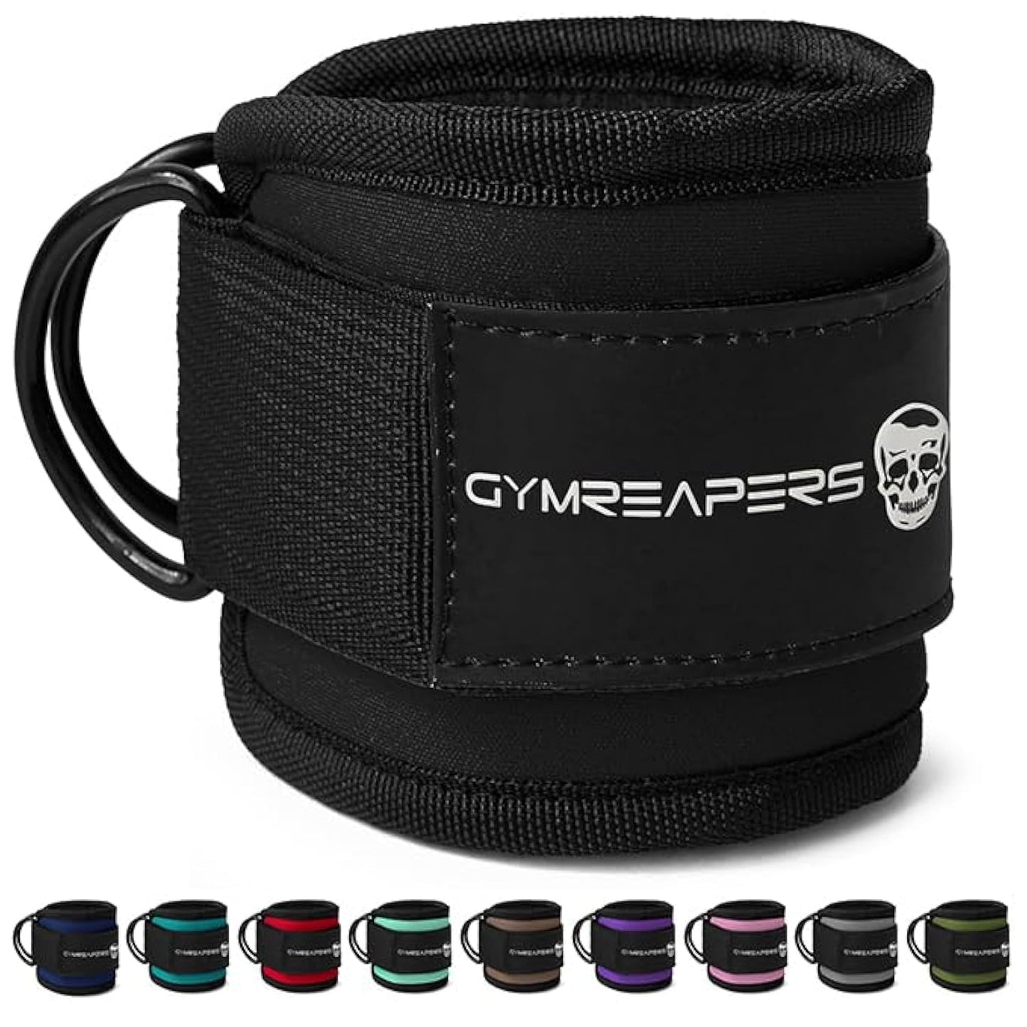 Gymreapers Ankle Strap (Single) For Cable Machine Kickbacks, Glute Workouts, Lower Body Exercises - Adjustable Leg Strap with Neoprene Padding (Black, Single)