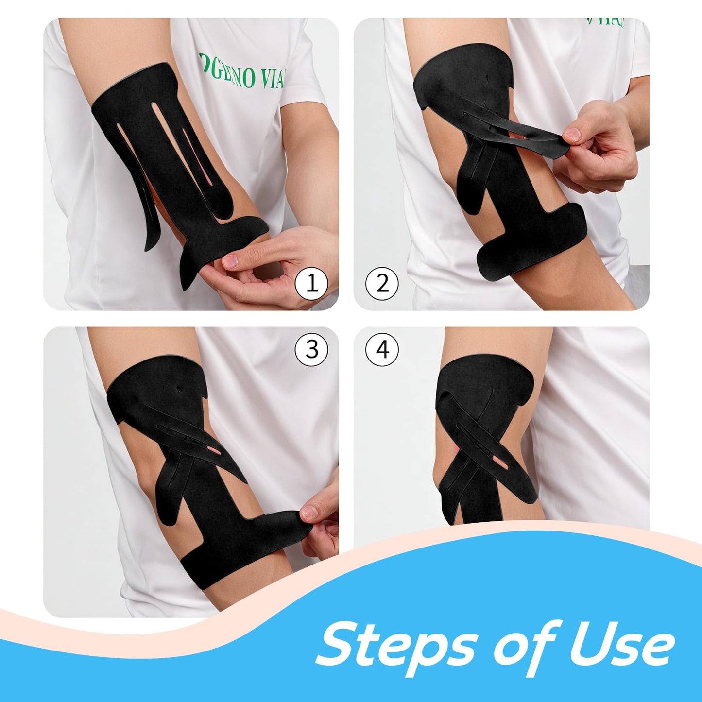 EBQOSK Kinesiology Tape for Shoulder, Kinesiology Tape, 12 Pack Precut Kinesiology Tape for Pain Relief & Muscle Support, Waterproof, Elastic & Breathable, Latex-Free