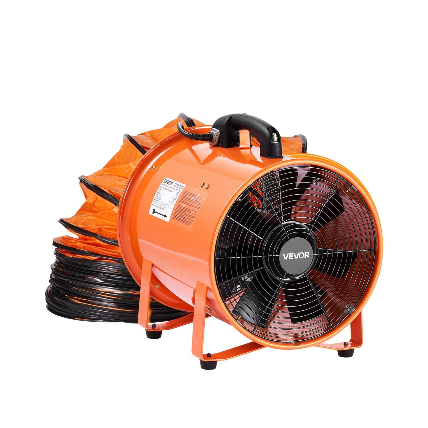 VEVOR Portable Ventilator with Hose, 2 Speed, 12 Inch Utility Blower Exhaust Fan with 16.4ft Flexible Duct, 367W 2894CFM High Velocity Industrial Air Mover for Extraction and Ventilation