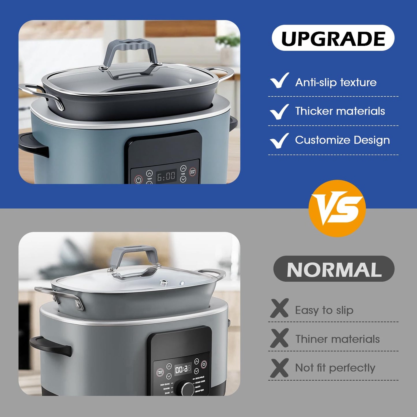 Silicone Lid Handle Cover for Ninja Crockpot Slow Cooker, for Ninja Foodi PossibleCooker Pro Silicone Lid Handle Cover, Sleeve, Holder,Glove,Grip,Kitchen Accessories,Heat-Resistant,No More Hand Burns