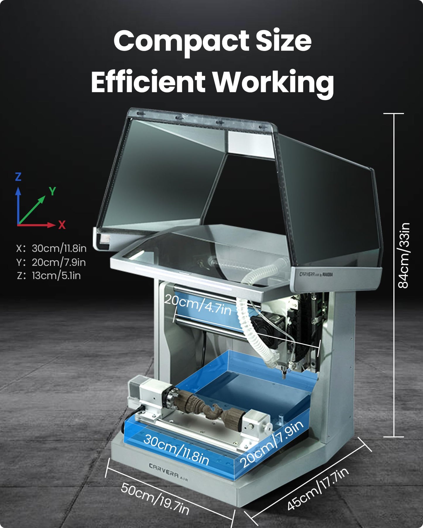 Carvera Air Desktop CNC Machine with Makera CAM, Enclosed Mini CNC Mill with Quick Tool Changer, Auto Probing, Closed-Loop Stepper Motor, High Precision 3 Axis for DIY Makers Workshops Metal Wood PCB