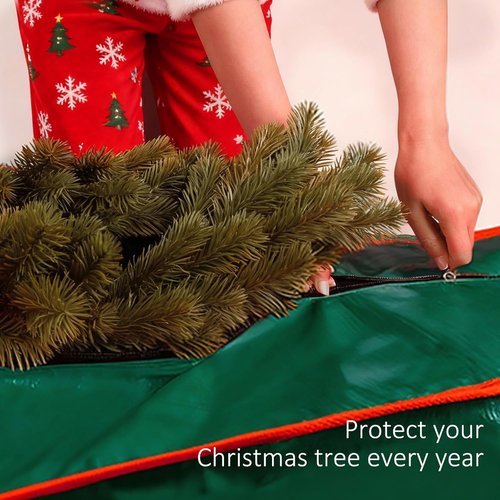 FUCDTEFC Christmas Tree Storage Bag - 7.5 Ft Heavy Duty Waterproof Container with Reinforced Handles & Dual Zippers (Green)