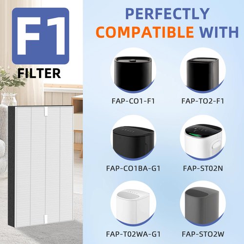 F1 True HEPA Repalcement Filter for 3M Filtrete Room Air Purifier FAP-C01-F1 FAP-T02-F1 FAP-C01BA-G1 FAP-T02WA-G1 FAP-ST02W and FAP-ST02N,4 Pack