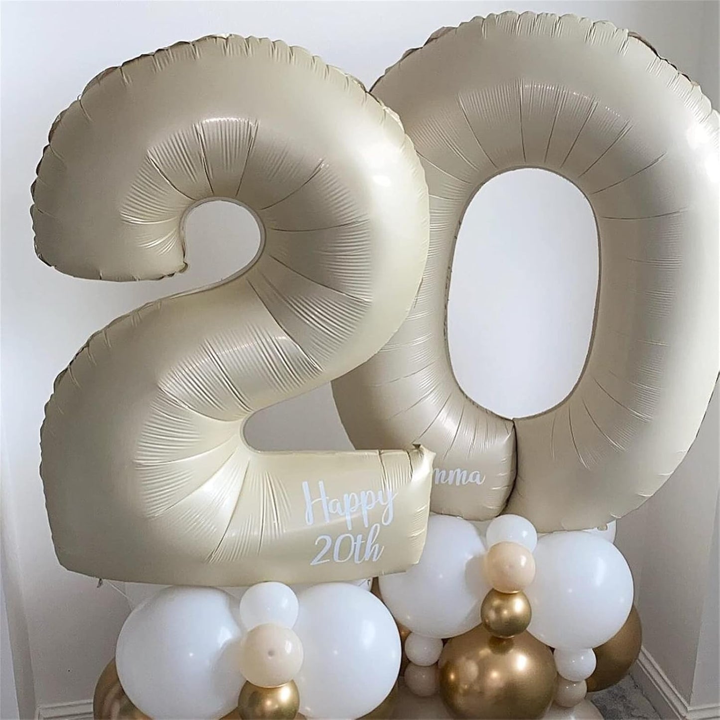 Skiennix 40-Inch Beige Number 10 Balloons - Helium Foil for 10th Birthday Celebrations | Ivory White & Cream
