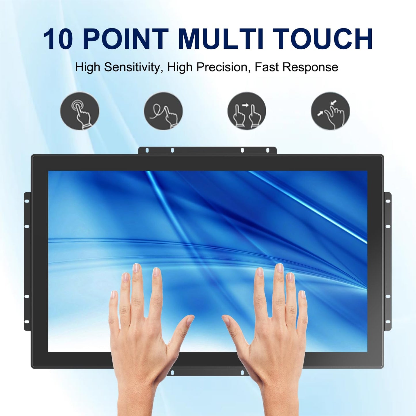 Bosunre 23.8 Inch Multi-Touch Screen Monitor, VESA Mount & Open Bracket Installation,Open Frame Touch Monitor,1920x1080 Resolution for Vending, HMI and Digital Signage 7x24h Work