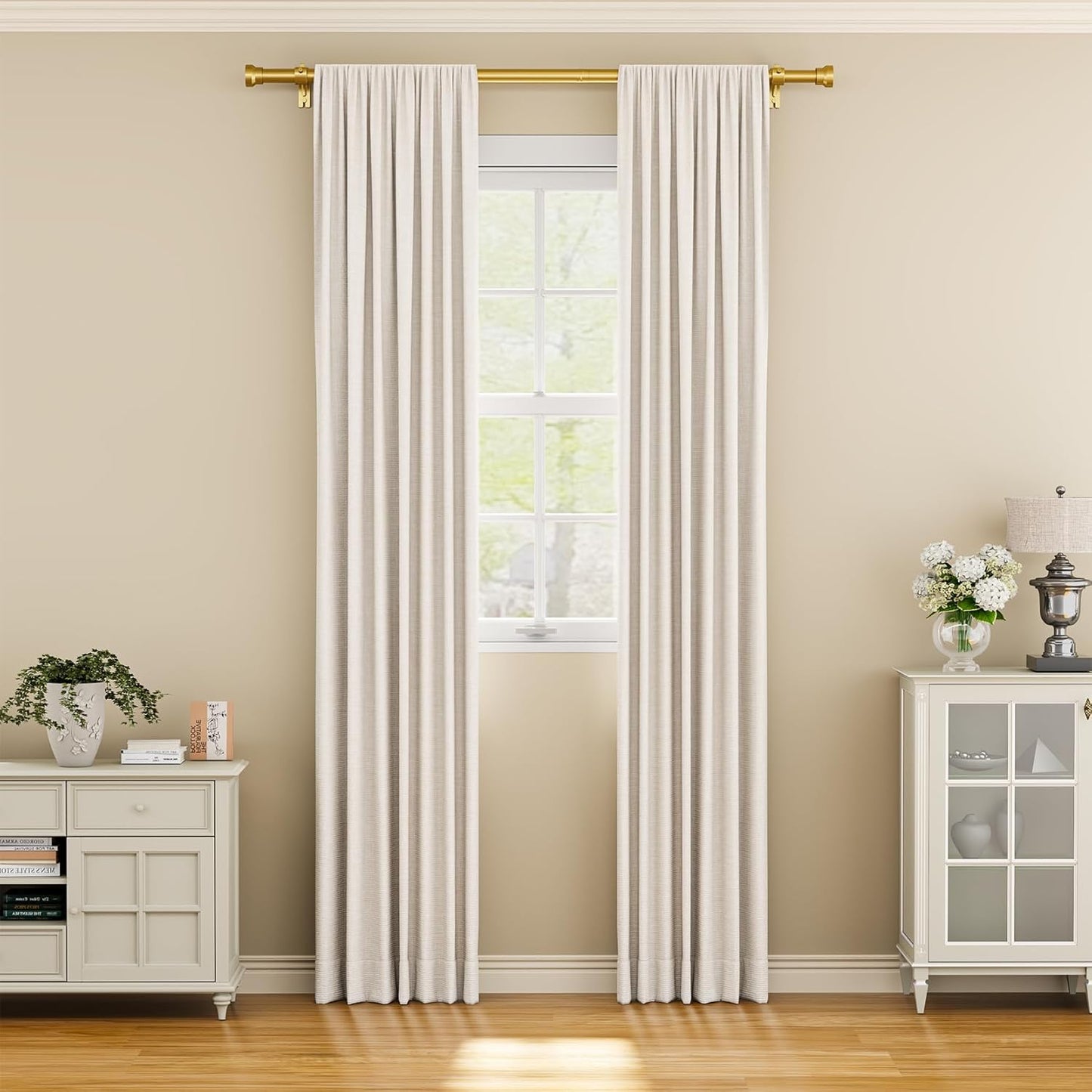 YaFex Curtain Rods - Heavy Duty 1 Inch Adjustable Window Treatment Rods | 32-58 Inch, Modern Gold Design