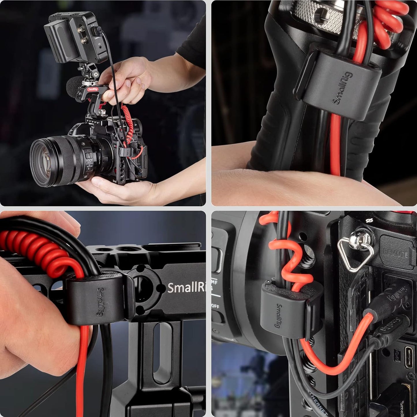 SMALLRIG (4 2-7mm Camera Clamp pcs) for HDMI/SDI/Microphone Cable, DSLR Camera Cable Lock Mount Support