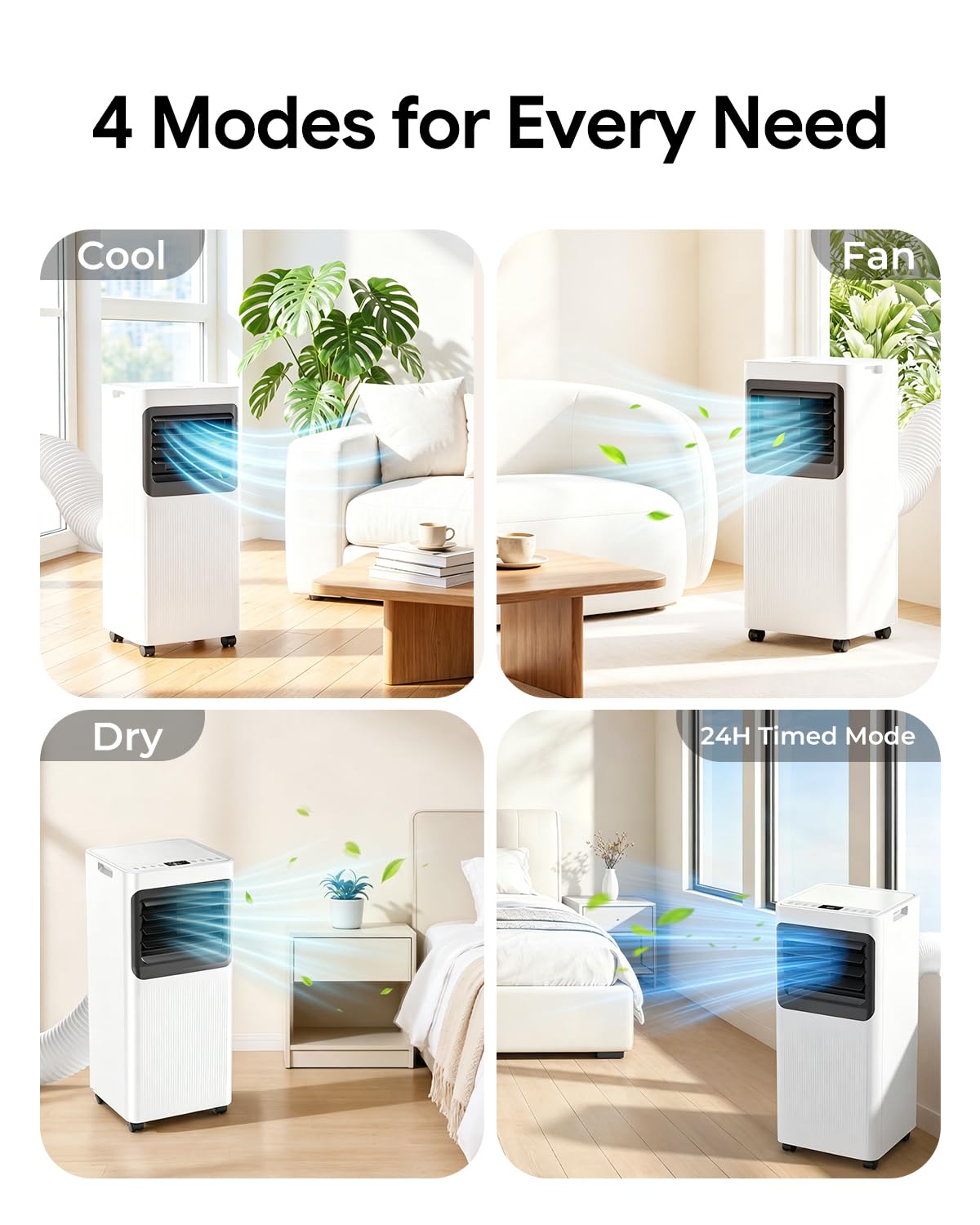 16000 BTU Portable Air Conditioner for Large Rooms up to 750 Sq. Ft., 5-in-1 Smart AC with WiFi App & Remote, 42dB Sleep Mode, Dehumidifier, Fan, 24H Timer, Child Lock & Window Kit