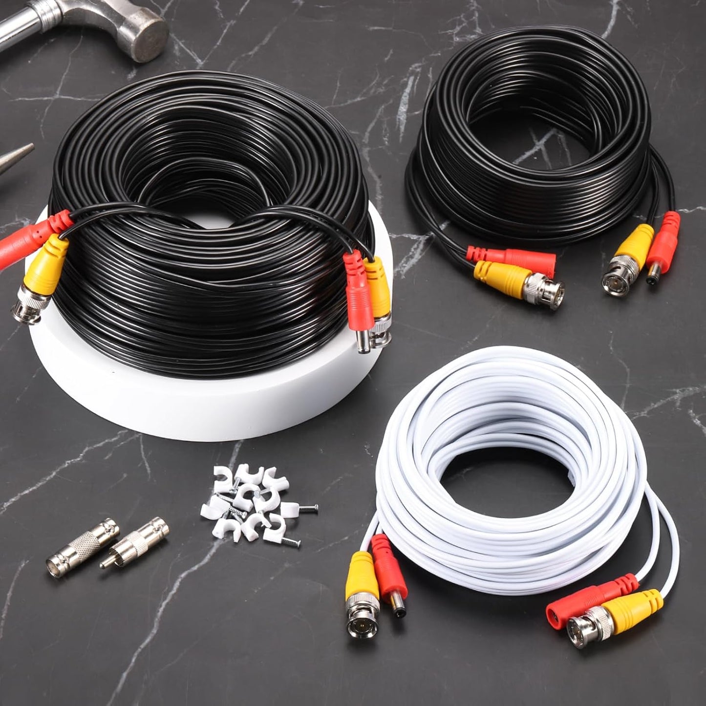 Cable,5m/16ft Cord,4 Set MECCANIXITY BNC Video Power All-in-One Security Camera Wire Cord DC Extension Wire for CCTV