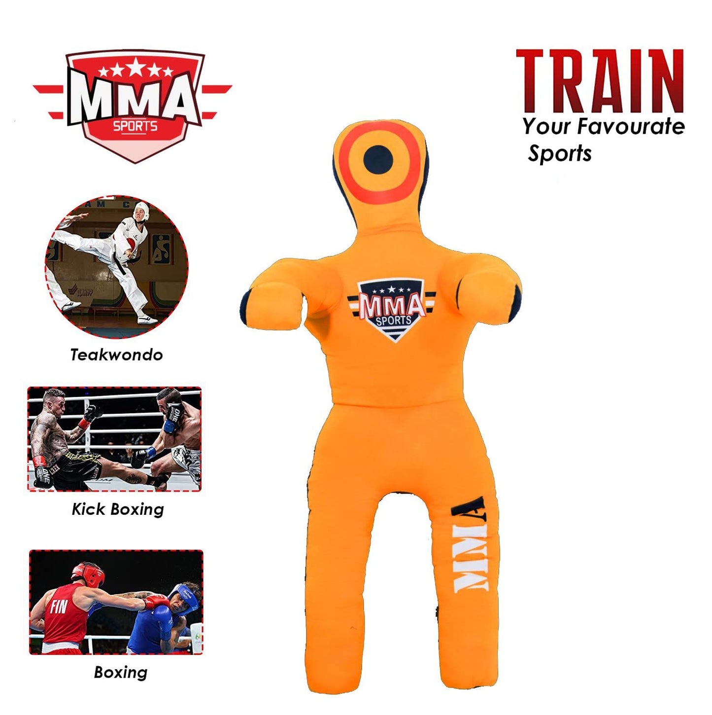 MMA Sports Brazilian Jiu Jitsu Judo Karate Throwing Boxing Dummy - 36-41 Inch Orange Grappling Dummy for Kids