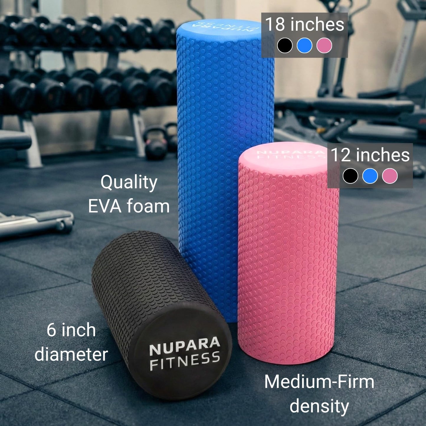 NUPARA FITNESS Foam Roller for Back, Legs, Hips, and Deep Tissue Muscles | Foam Roller for Physical Therapy, Exercise, Running, Cycling, Sports, Recovery, Yoga, and Pilates. (Pink, 18 inch - Large)