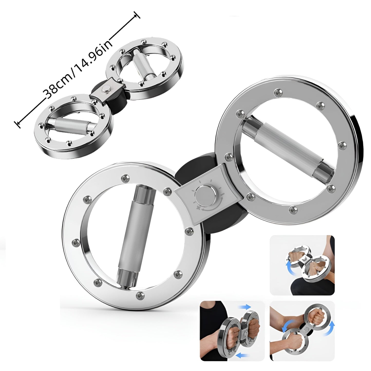 11 Pounds Multifunctional Burn Machine Adjustable Resistance Forearm Trainer 360° Rotation Muscle Burner Machine Arm Rehabilitation Exercise Equipment for Men and Women (Silver)