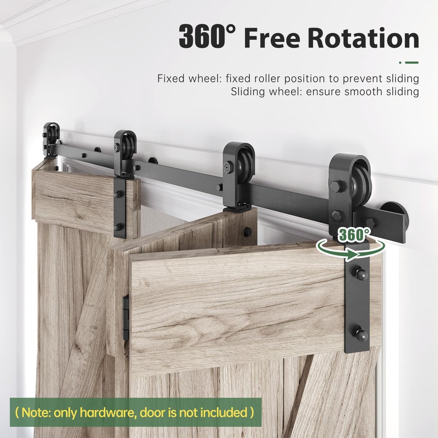 Roymelo 76" Bifold Sliding Barn Door Hardware Track Kit,Side Mounted Black J Shape Roller,Smoothly and Quietly,Assembly Easy,Fit Four 18" Bi-Folding Doors (Door Not Included)