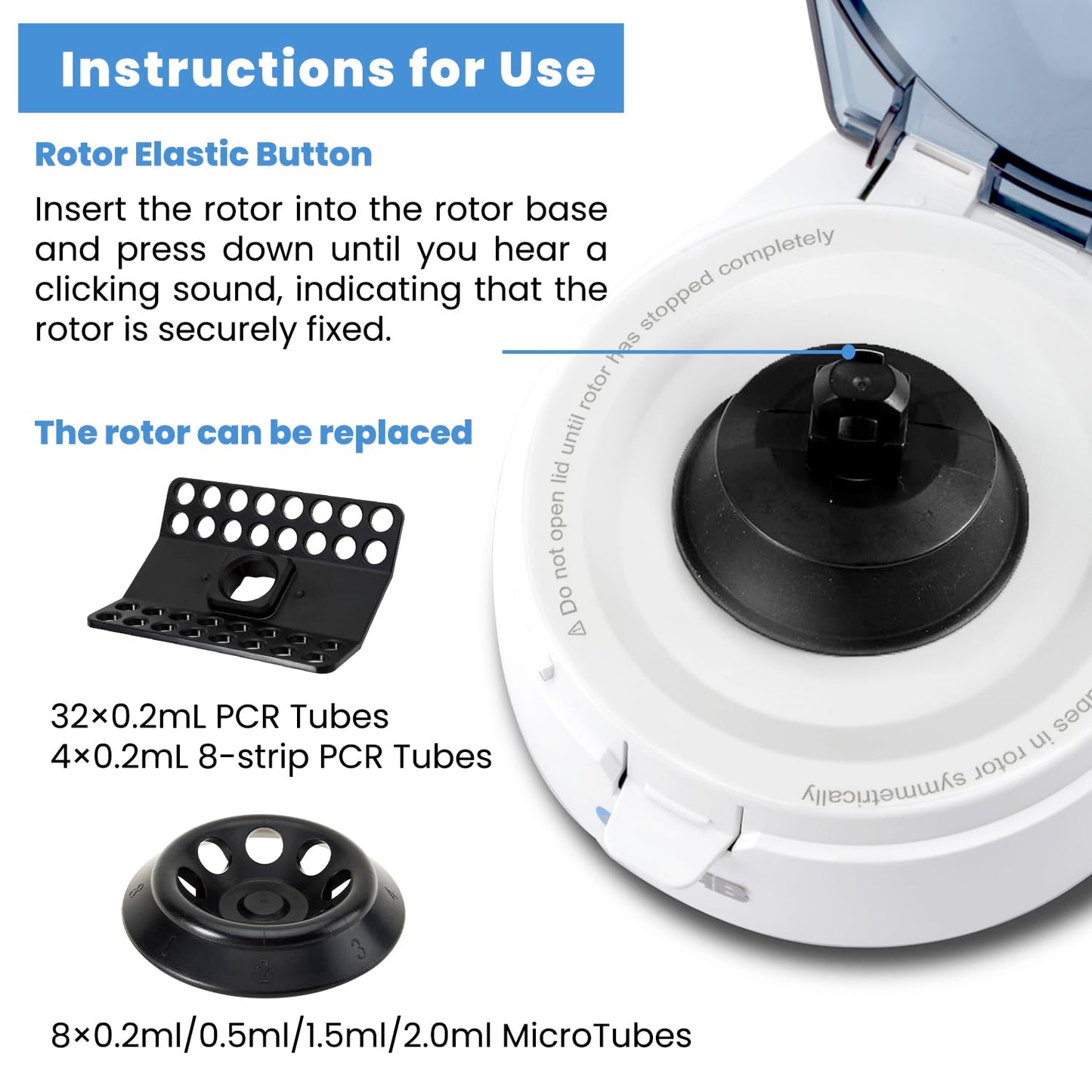 ONiLAB's Scientific Mini Centrifuge 7000RPM, 2680 x g RCF, Lab Benchtop Centrifuge with 2 Rotors for 8 x 0.2/0.5/1.5/2.0ml and 0.2mL×32 PCR Strips, Low Noise≤45dB, 100-240V((ONLY for MICROTUBES)