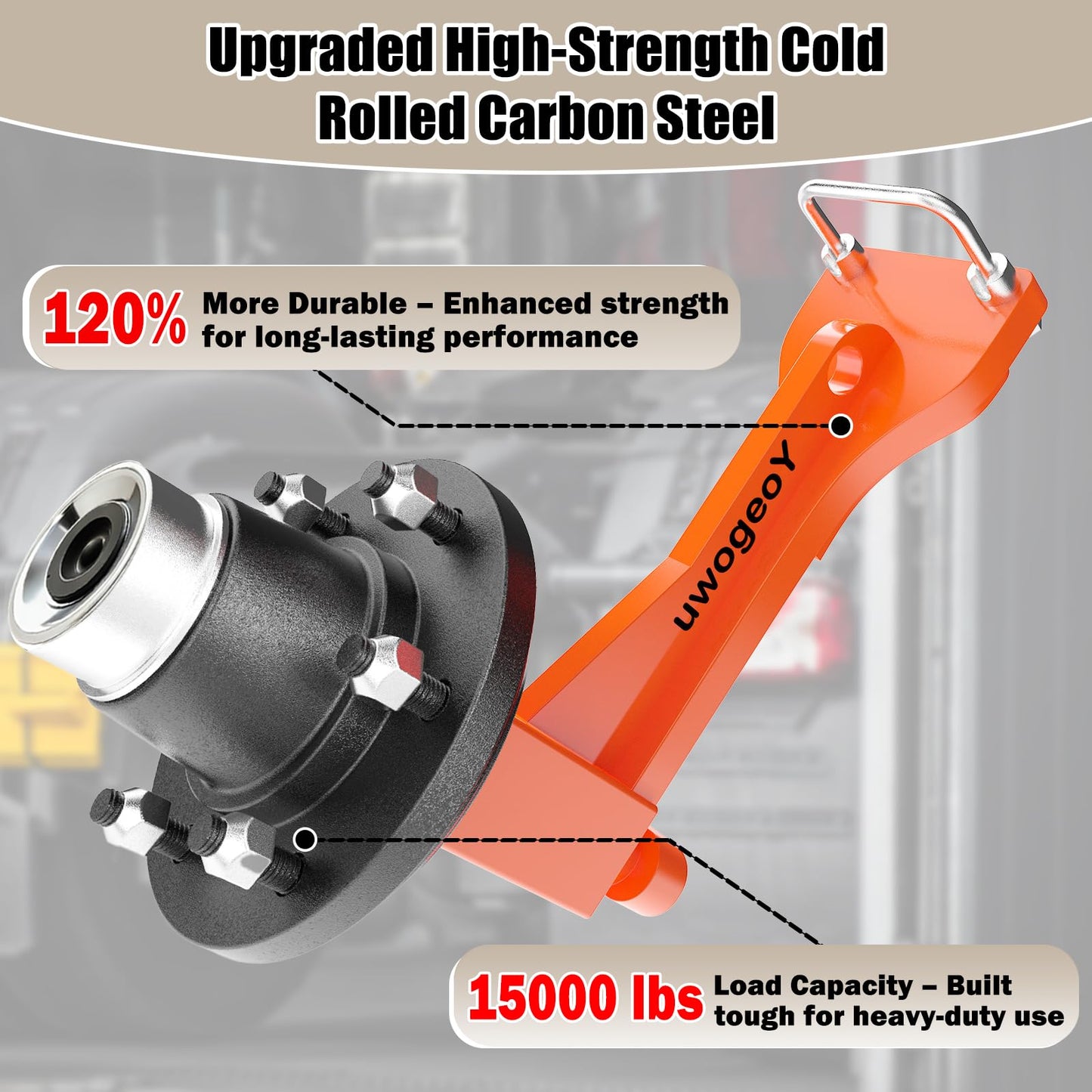 Upgrade 2-Pack Shipping Container Wheels Kit with 6/8 Lug Bolt-On Spindle,Heavy-Duty Shipping Container Axles for Up to 40ft Containers, 15000LB Capacity, Shipping Container Accessories (8-Lug)