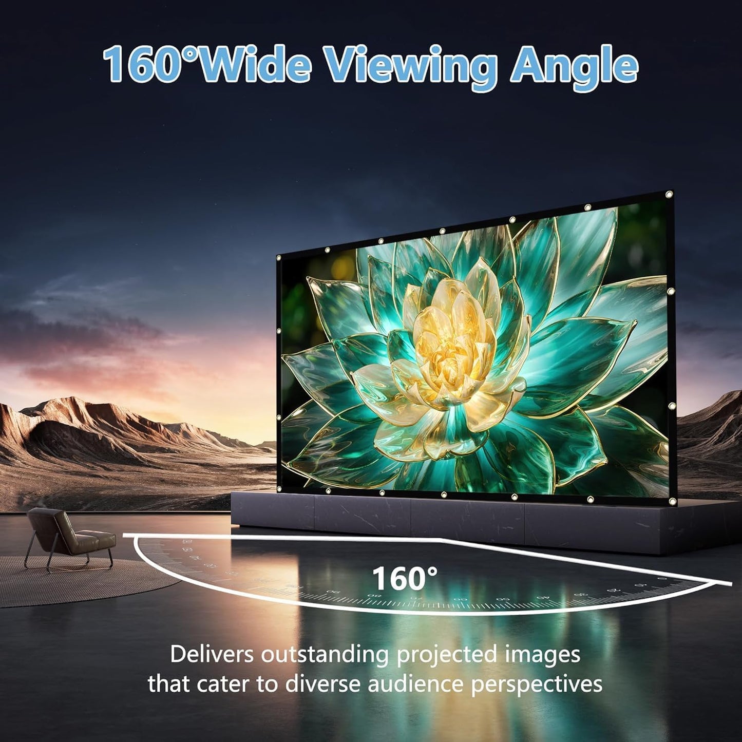 HCHIB 84 inch 16:9 Projector Screen Portable Projector Home Theater Movie Screen Foldable Indoor/Outdoor Support