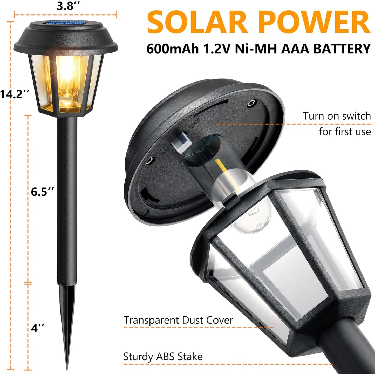 Priddop Solar Pathway Lights - 12 Pack Waterproof Outdoor Lighting | 3000K Warm White Bulbs for Garden & Driveway
