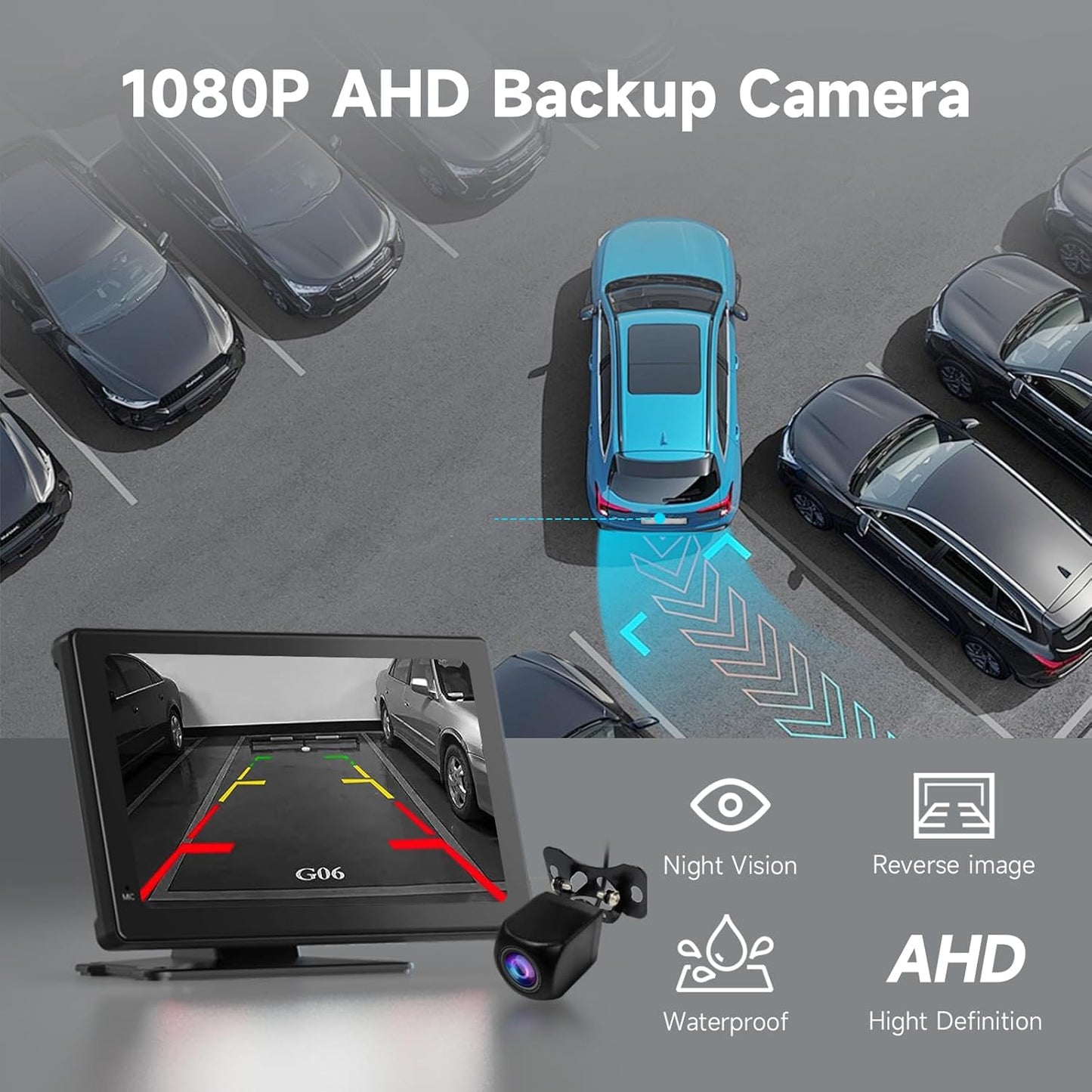 Haudio 7" 1080P Wireless CarPlay & Android Auto Screen for Car, Portable Car Stereo with Front & Rear Dash Cam, Backup