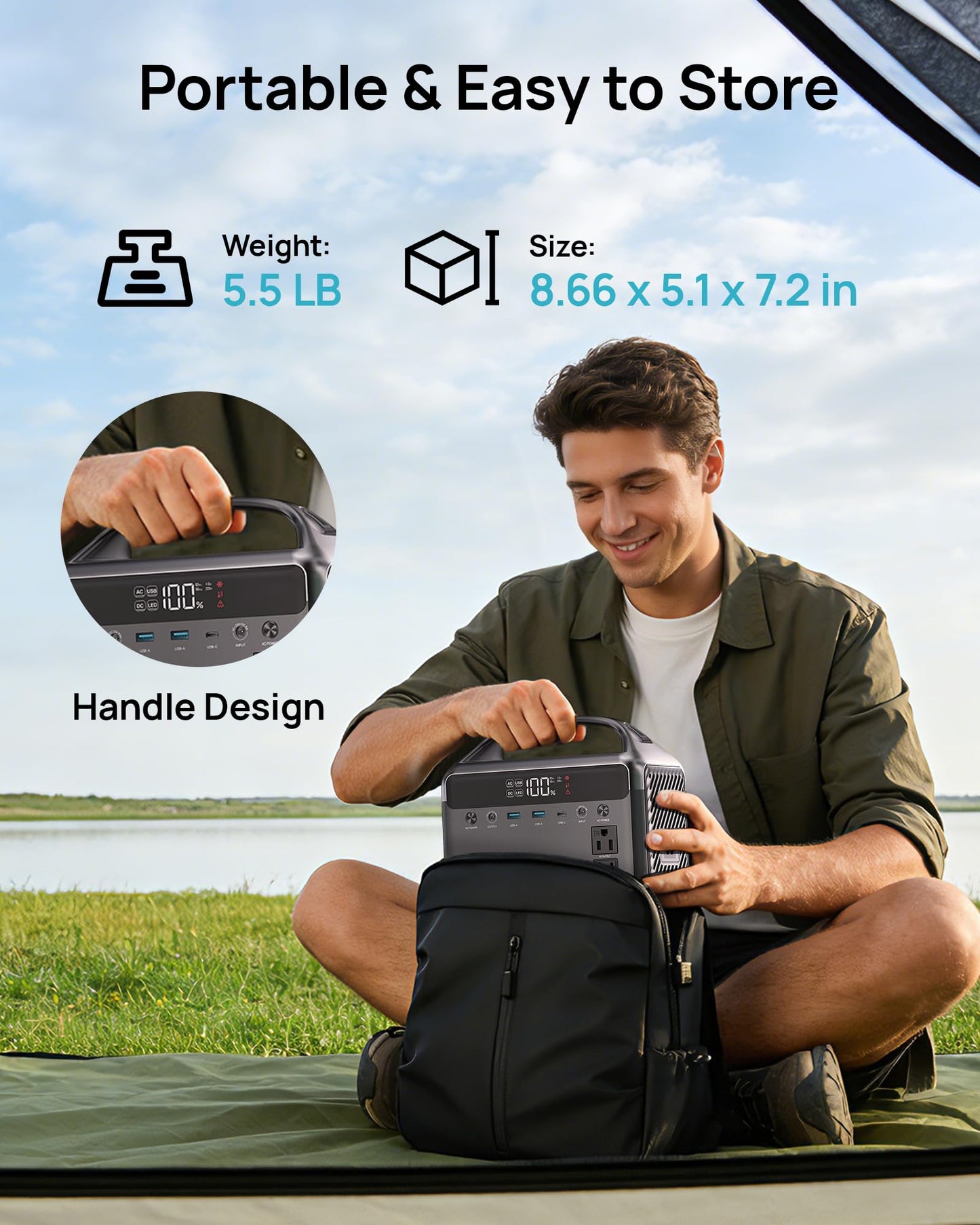 DaranEner Portable Power Station, 300W (Surge 600W) 192Wh Power Bank with 110V AC Outlet, LiFePO4 Battery for Home Emergency, Camping, Travel,& Outdoor Electronics(Option Solar Generator)